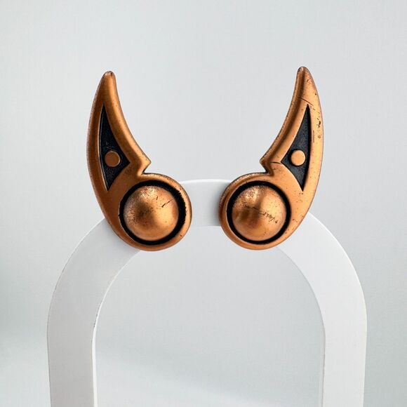Unbranded Jewelry - Vintage Copper Tone Abstract Earrings Black Enamel Geometric Post Art Deco